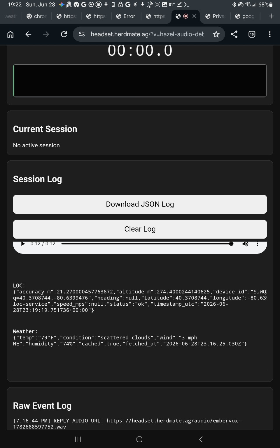 PTT location and weather context