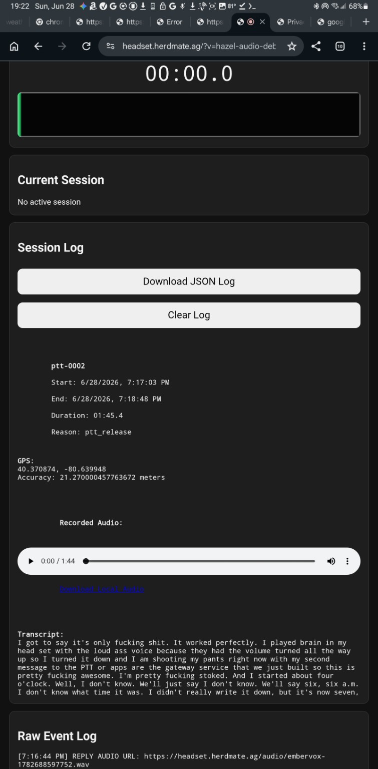PTT Field Logger session log